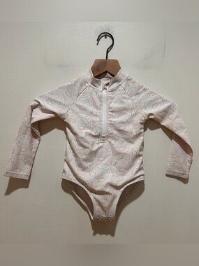 Sweet P Baby Co Rainbow Shells Long Sleeve Swimsuit with Snap Bottoms - Girl 2T